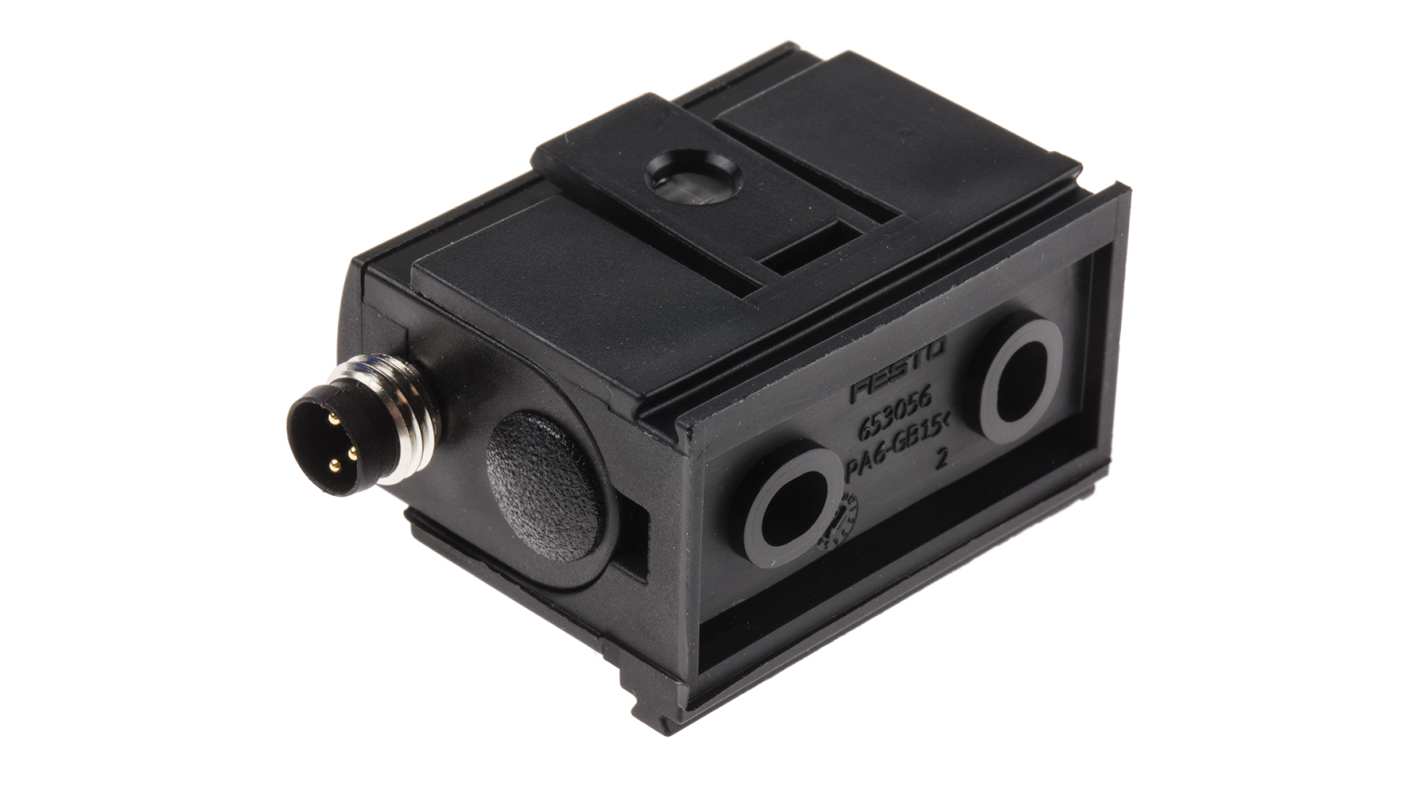 Sensore di pressione Festo SDE5-D10-O-Q6E, piezoresistivo, per aria, max 10 bar, attacco 6 mm, alimentazione 15-30 V cc.