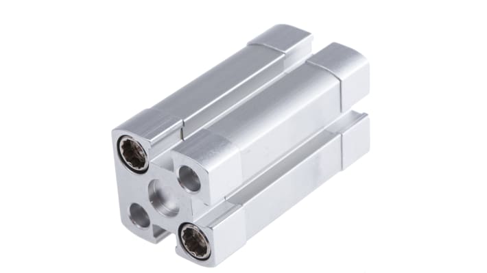 Cilindro pneumatico Festo ADN-12-20-I-P-A, doppio effetto, foro 12mm, corsa 20mm, dimensioni 27,5 x 27,5 x 59,2mm.