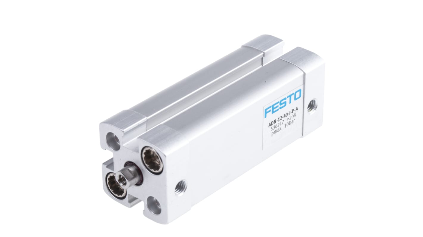 Cilindro pneumatico doppio effetto Festo ADN124040IPA, foro 12mm, corsa 40mm, corpo in alluminio, attacco M5.