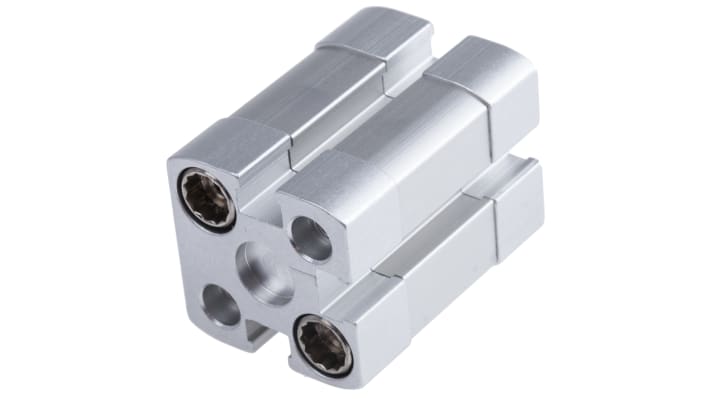Cilindro pneumatico Festo ADN-12-5-I-P-A, doppio effetto, foro 12mm, corsa 5mm, dimensioni 27.5x27.5x44.2mm.