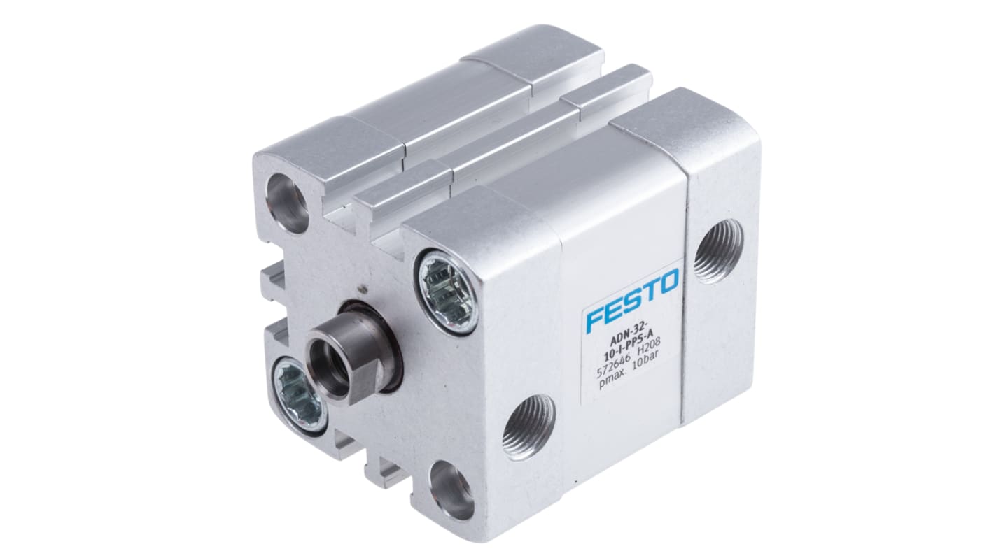 Cilindro pneumatico Festo ADN321010IPPSA, doppio effetto, foro 32mm, corsa 10mm, montaggio verticale o orizzontale.