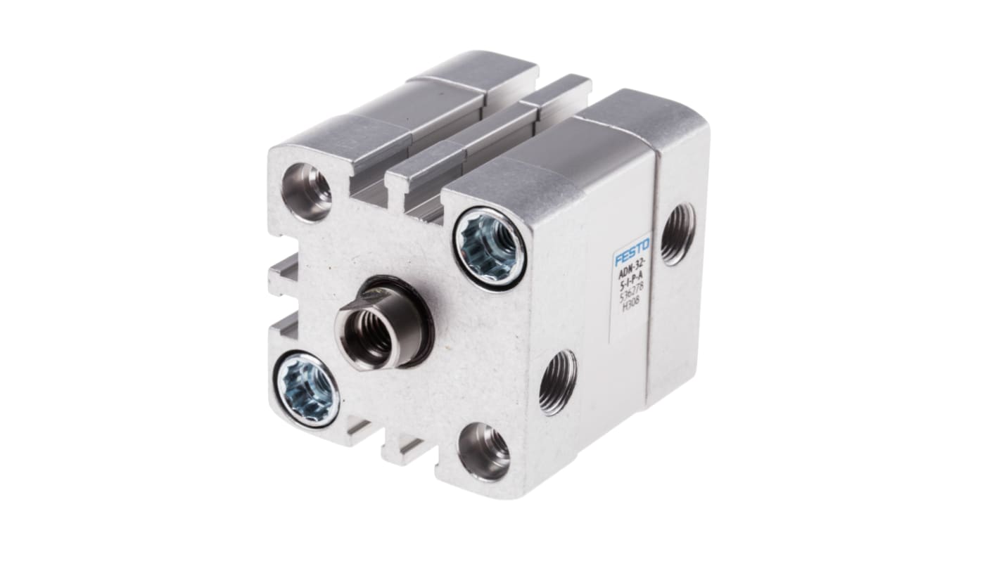 Cilindro pneumatico Festo ADN-32-5-I-P-A, doppio effetto, foro 32mm, corsa 5mm, montaggio verticale o orizzontale.