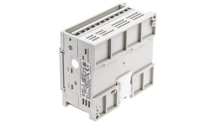 CPU PLC Mitsubishi Electric FX3S-30MR-DS, 30 I/O, montaggio su guida DIN, dimensioni 100 x 90 x 49 mm.