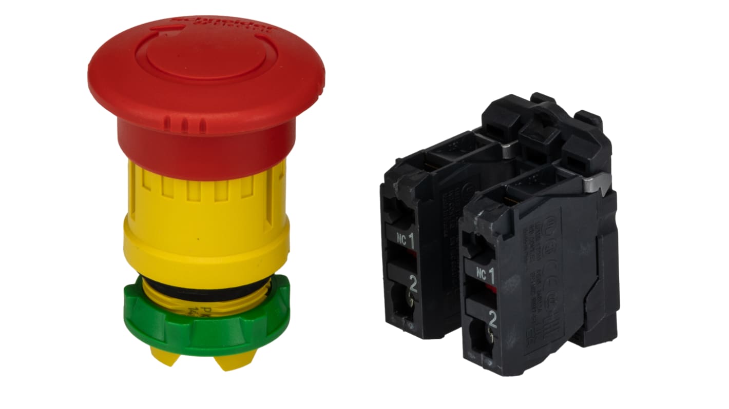 Pulsante di arresto di emergenza Schneider Electric, montaggio a pannello, diametro 22 mm, grado di protezione IP66/IP67/IP69K.