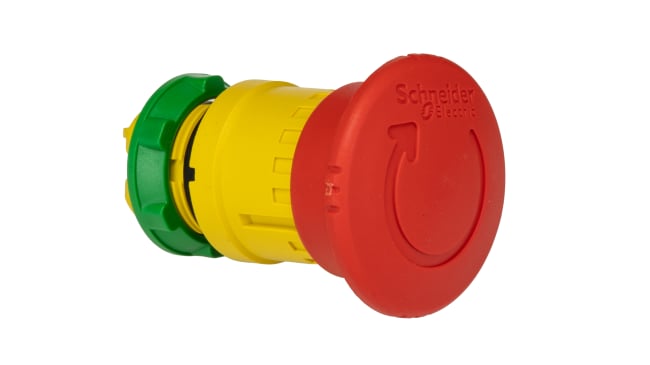 Pulsante di arresto di emergenza Schneider Electric, montaggio a pannello, diametro 22 mm, grado di protezione IP66/IP67/IP69K.