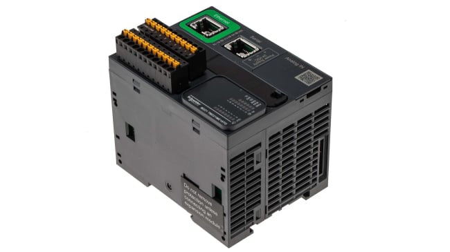 Schneider Electric TM221ME16TG, CPU PLC Modicon M221, 8 I/O, montaggio a pannello, dimensioni 70 x 85 x 105 mm.