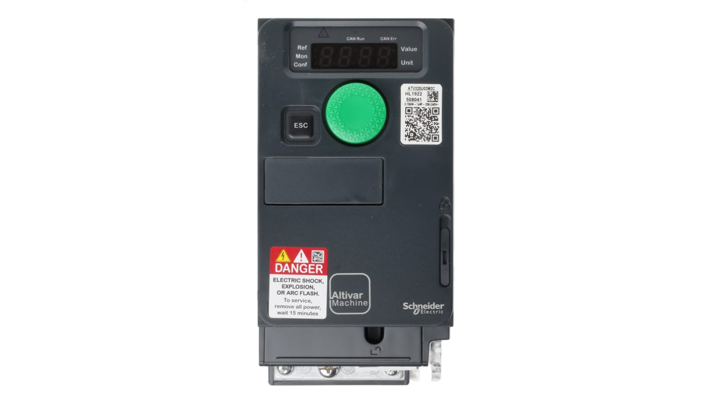 Schneider Electric ATV320U02M2C - Azionamento a Velocità Variabile Monofase 0,18 kW 230 V - Controllo preciso per motori industriali.