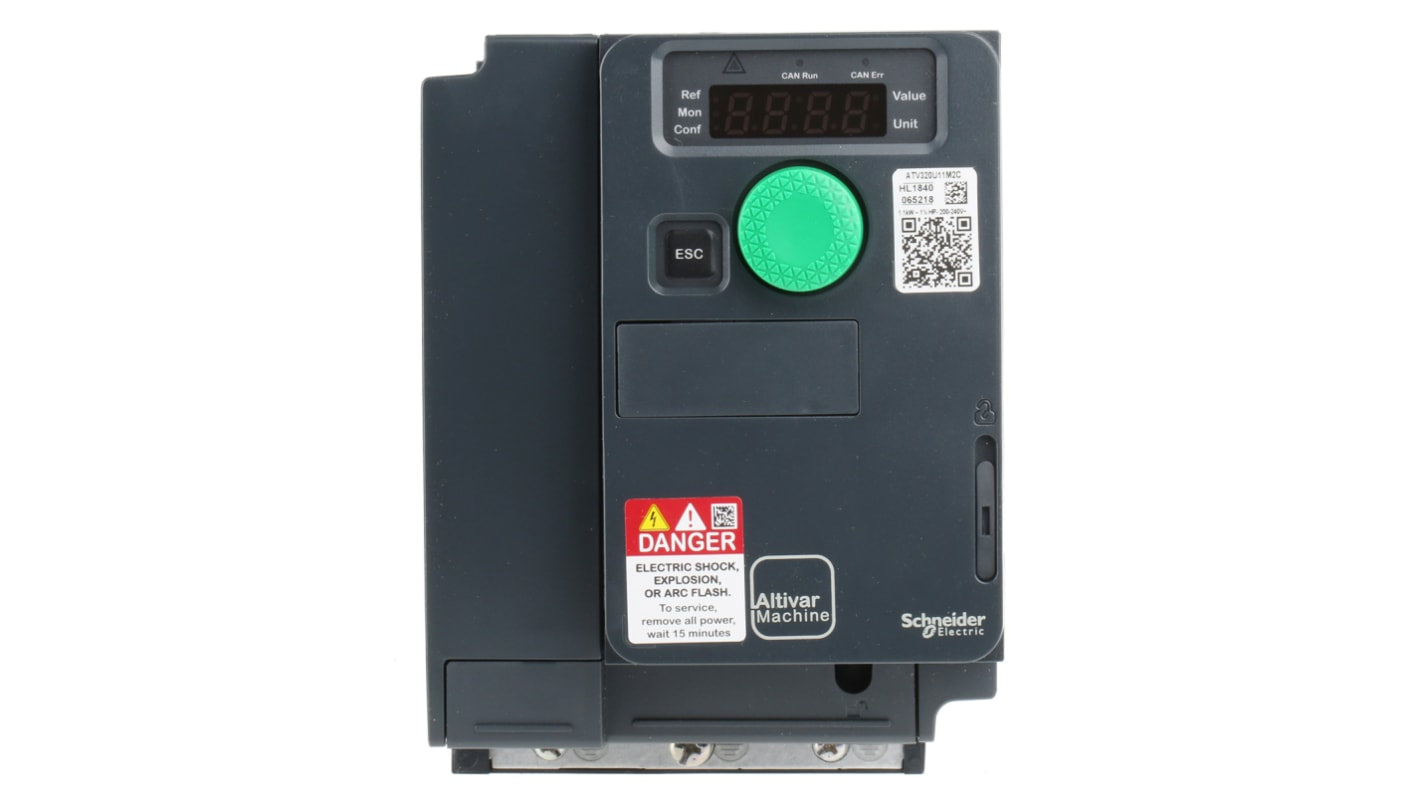 Schneider Electric ATV320U11M2C: Avviatore a Velocità Variabile 1,1 kW, 230V, 1 Fase per Motori Asincroni e Sincroni. Connettività Avanzata e Affidabilità per Applicazioni Industriali.