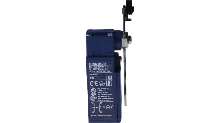 Interruttore di fine corsa Telemecanique Sensors XCKN2145G11, Leva a rullo, NO/NC, 240V, 10A, IP65 per controllo preciso in ambienti industriali.