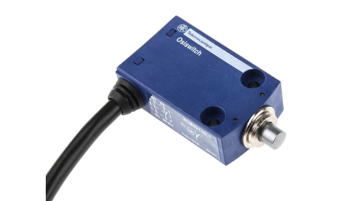 Interruttore di fine corsa Telemecanique Sensors XCMN2110L1, pistone a molla, configurazione NO/NC, IP65, dimensioni 30mm x 60mm x 16mm.