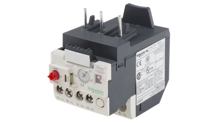 Relè di sovraccarico termico Schneider Electric LR9D08, corrente 1,6-8 A, montaggio diretto, dimensioni 79,9 x 72,5 x 45 mm.