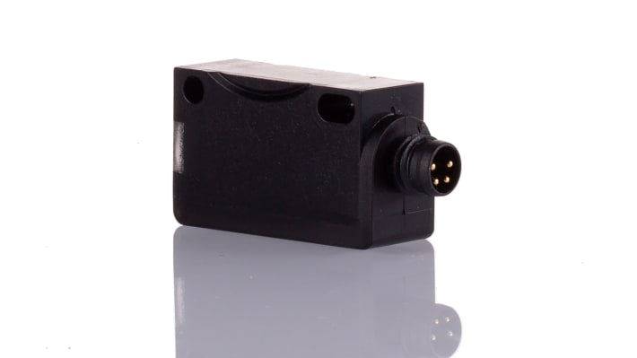 Allen Bradley 42JT-P8LAT1-P4, sensore fotoelettrico rettangolare a retroriflessione, rilevamento 50 mm-13 m, uscita NPN/PNP, IP69K, montaggio flangia.