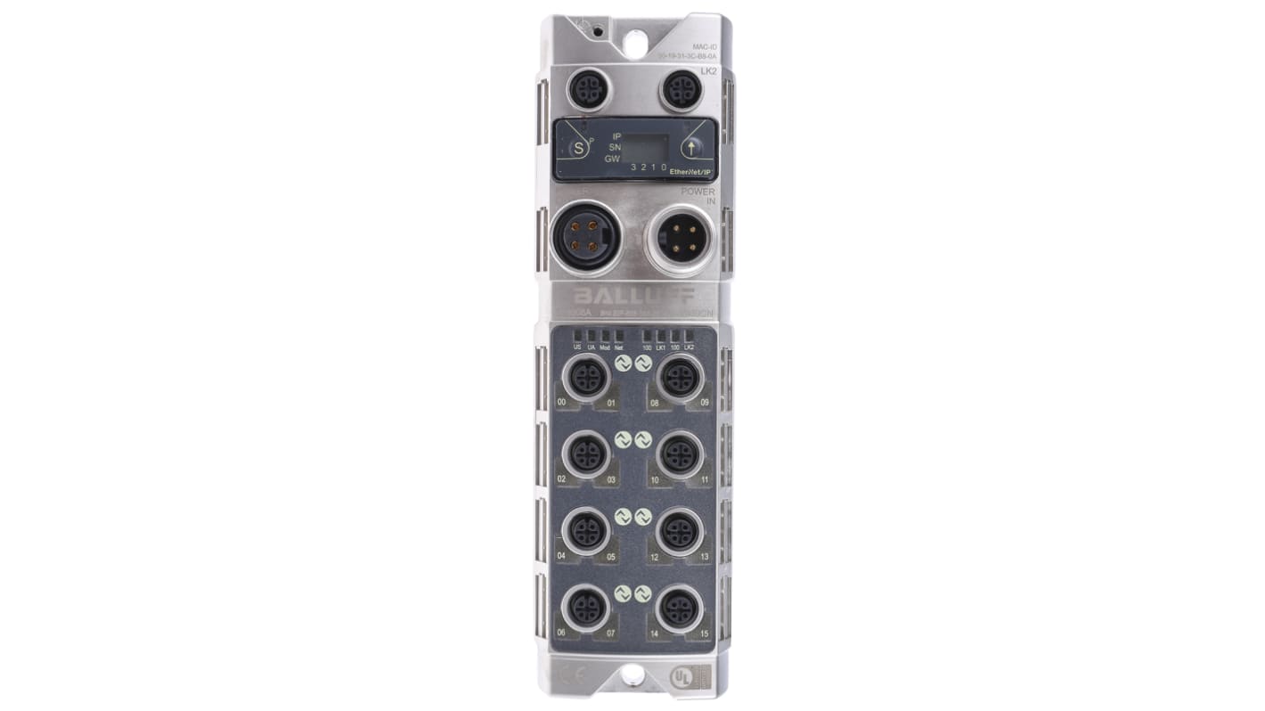 Scatola sensore BALLUFF BNI EIP-508-105-Z015, modulo IO-Link 8 porte, connettore M12, IP67, tensione 18-30.2V cc.