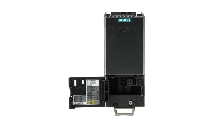 Inverter Siemens 6SL3210-1KE11-8AF2 0.37/0.55 kW, 400 V c.a. 3 fasi. Efficienza 97%, IP20. Controllo preciso per motori e compressori.