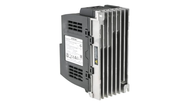 Inverter Siemens 6SL3210-5BB13-7UV1, 0,37 kW, 230 V c.a., 1 fase, 0-550Hz. Efficiente controllo motori per pompe e ventilatori. IP20, Modbus.