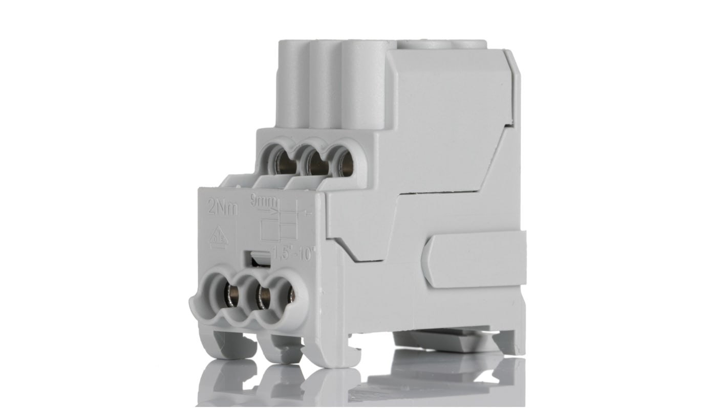 Blocco di distribuzione elettronico Weidmüller 1561910000 - 6 vie 100A 690V c.a./c.c. Montaggio a innesto per ambienti industriali.