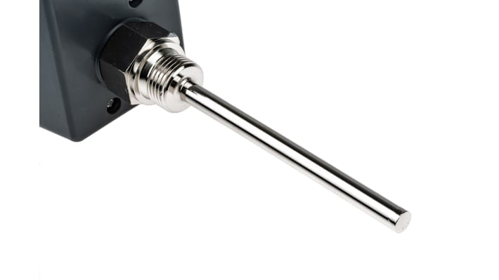 Termostato capillare Jumo, configurazione NO/NC, portata 10A, tensione 230V, montaggio superficiale, temperatura 0-100°C.
