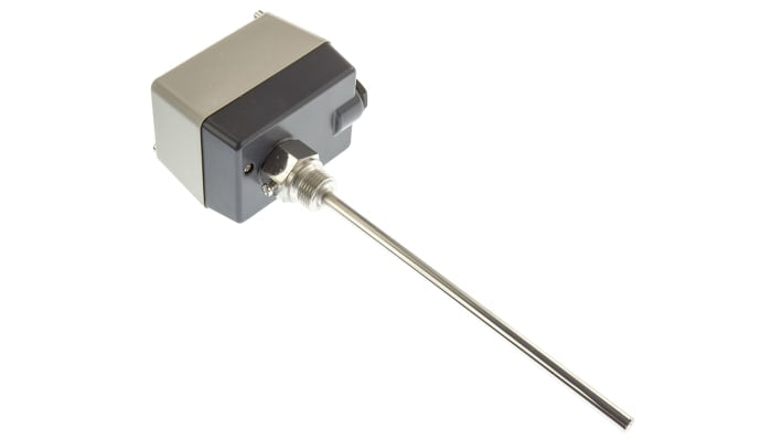 Termostato capillare Jumo per limitazione temperatura, corrente 10 A, tensione 230 V, montaggio superficiale, gambo 8 x 150 mm.