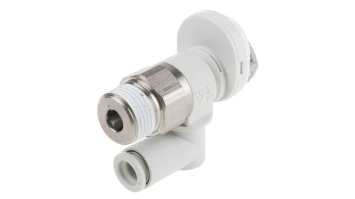 Regolatore di flusso SMC AS3301FS1-03-08S, montaggio a pannello, flusso massimo 790 L/min, diametro tubo 8 mm.