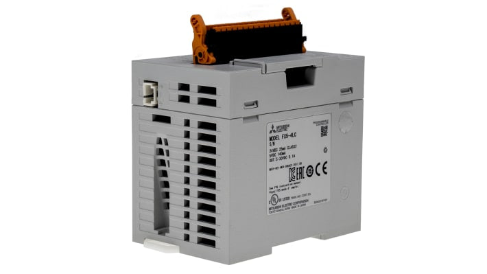 Modulo di ingresso analogico Mitsubishi Electric FX5-4LC, 4 canali per termocoppie, montaggio su guida DIN, dimensioni 60 x 102,2 x 90 mm.