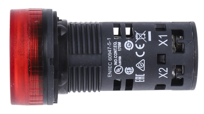 Segnalatore acustico e luminoso Schneider Electric XB5KS2B4, 24 V, IP66/IP67/IP69, dimensioni 29 x 29 x 55 mm.