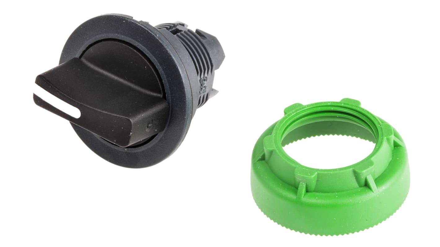 Selettore Harmony XB5 di Schneider Electric, testa nera a 3 posizioni, montaggio a filo, diametro 30 mm, grado di protezione IP66/IP67/IP69.
