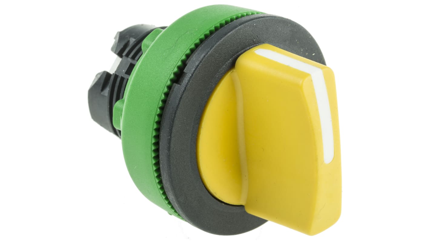 Selettore a 2 posizioni Schneider Electric ZB5FD405, montaggio a filo, diametro 30 mm, impugnatura gialla, protezione IP66/IP67/IP69K.