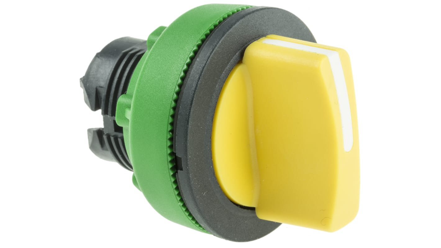 Selettore a 3 posizioni Schneider Electric Harmony XB5, testa gialla, montaggio a filo, diametro 30 mm, grado di protezione IP66/IP67/IP69.