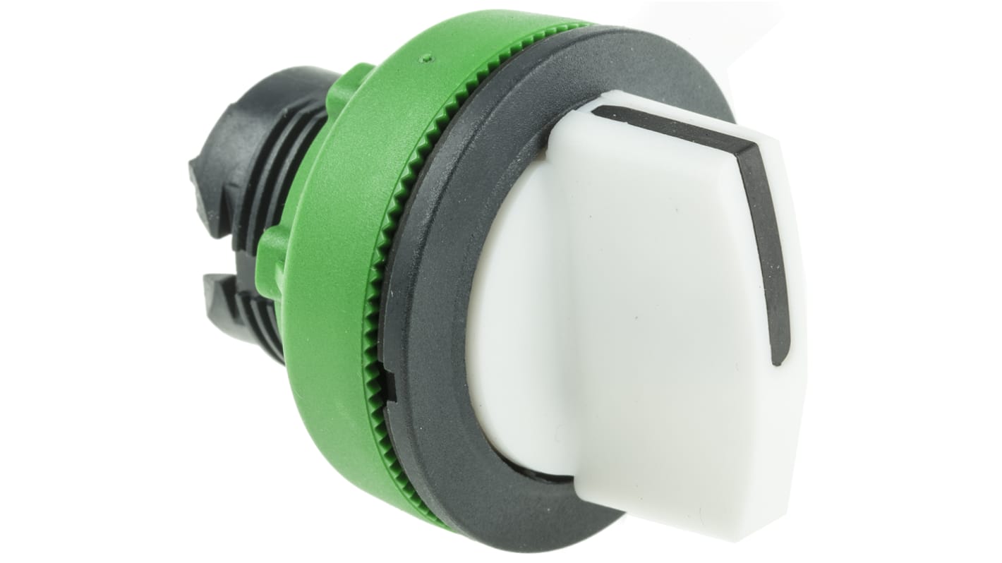 Selettore a 3 posizioni Schneider Electric ZB5FD801, diametro 30 mm, montaggio a filo, ritorno a molla, colore bianco. Grado di protezione IP66/IP67/IP69K.