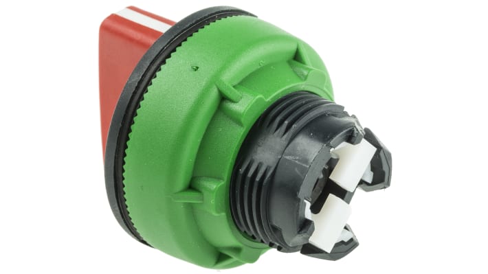 Selettore a 3 posizioni Schneider Electric ZB5FD804, testa rossa con ritorno a molla, montaggio a filo, diametro 30 mm.