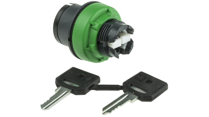 Testa selettore a chiave Schneider Electric Harmony XB5, montaggio a filo, 2 posizioni, grado di protezione IP66/IP67/IP69.