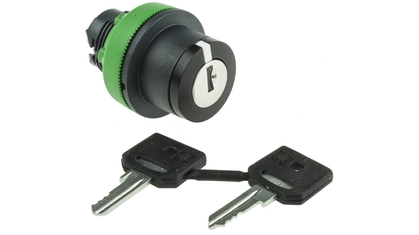 Testa selettore a chiave Schneider Electric Harmony XB5, montaggio a filo, 3 posizioni, protezione IP66/IP67/IP69.