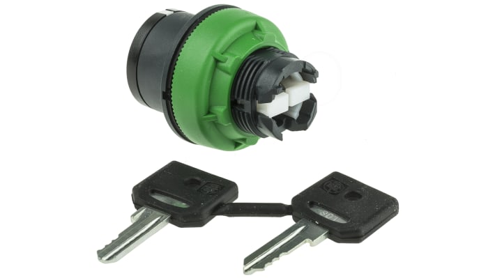 Testa selettore a chiave Schneider Electric Harmony XB5, montaggio a filo, 3 posizioni, protezione IP66/IP67/IP69.