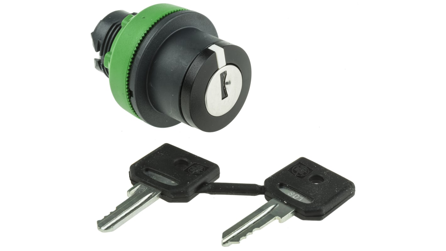 Testa selettore a chiave Schneider Electric Harmony XB5, montaggio a filo, 3 posizioni, protezione IP66/IP67/IP69.