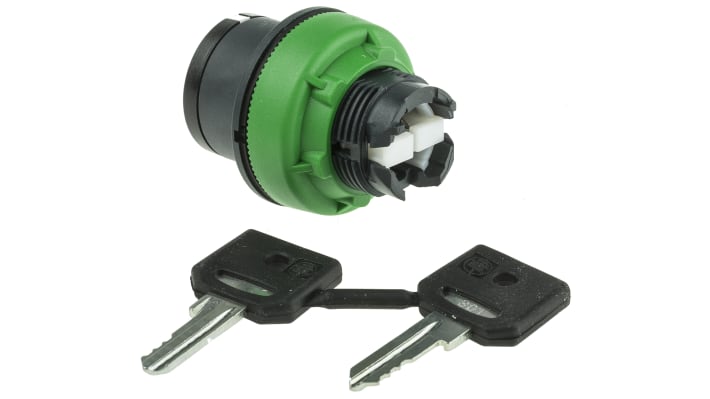 Testa selettore a chiave Schneider Electric Harmony XB5, verde, montaggio a filo, 3 posizioni, protezione IP66/IP67/IP69.