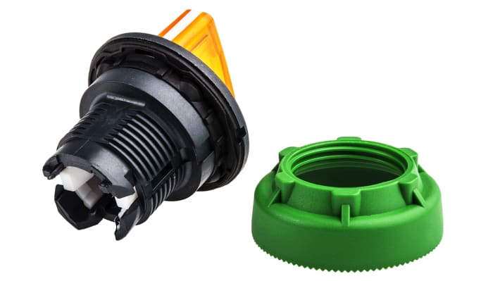 Selettore illuminato Schneider Electric Harmony XB5, 2 posizioni, diametro 30 mm, montaggio a filo, protezione IP66/IP67/IP69K.