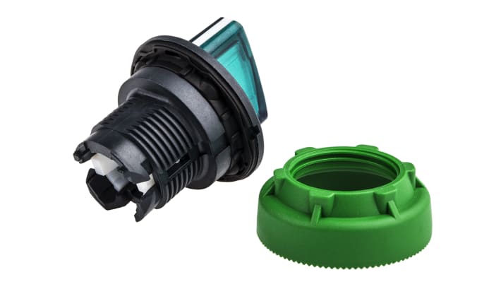 Selettore Harmony XB5 di Schneider Electric, 3 posizioni, montaggio a filo, diametro 30 mm, impugnatura verde, protezione IP66/IP67/IP69K.