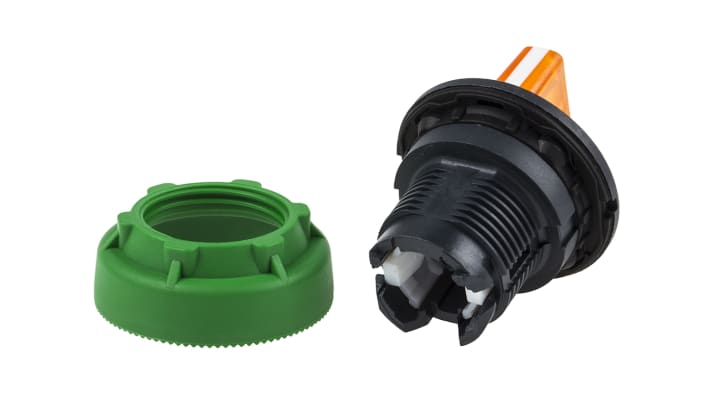 Selettore a 3 posizioni Schneider Electric Harmony XB5, testa illuminata arancione, montaggio a filo, diametro 30 mm, protezione IP66/IP67/IP69K.