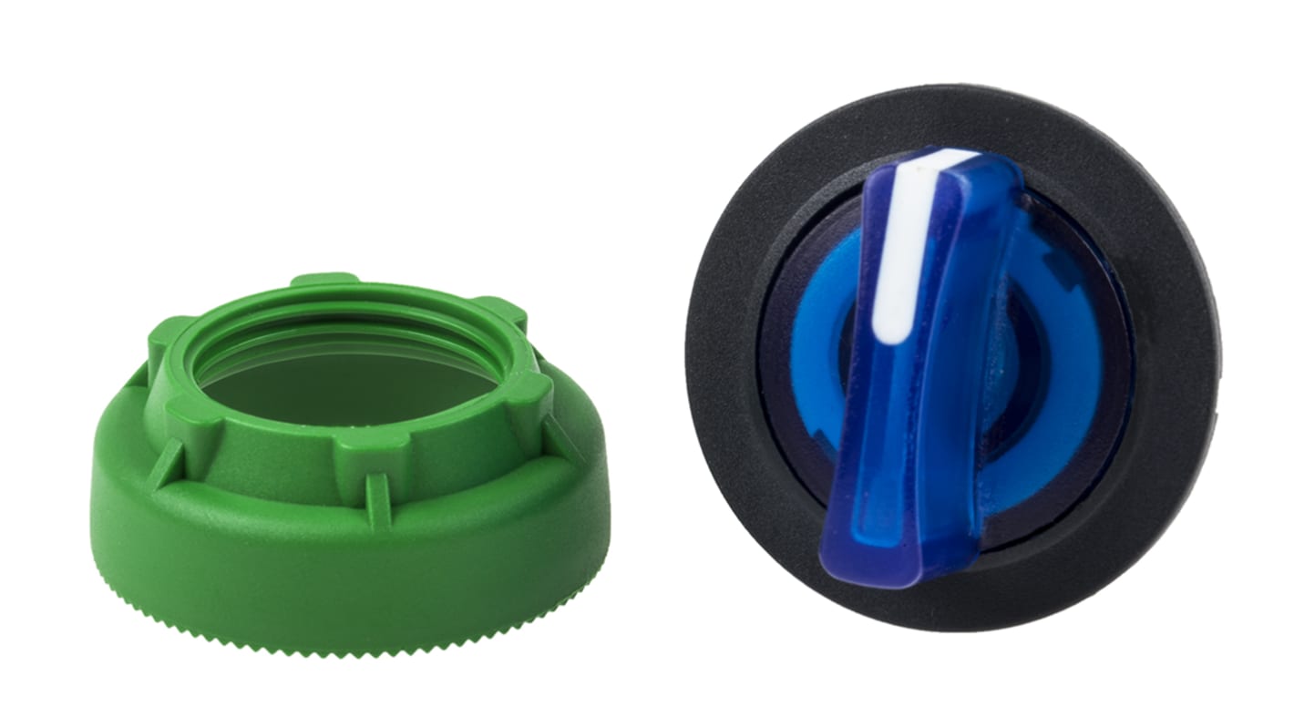 Selettore Harmony XB5 di Schneider Electric, 3 posizioni, diametro foro 30mm, colore blu, grado di protezione IP66/IP67/IP69.