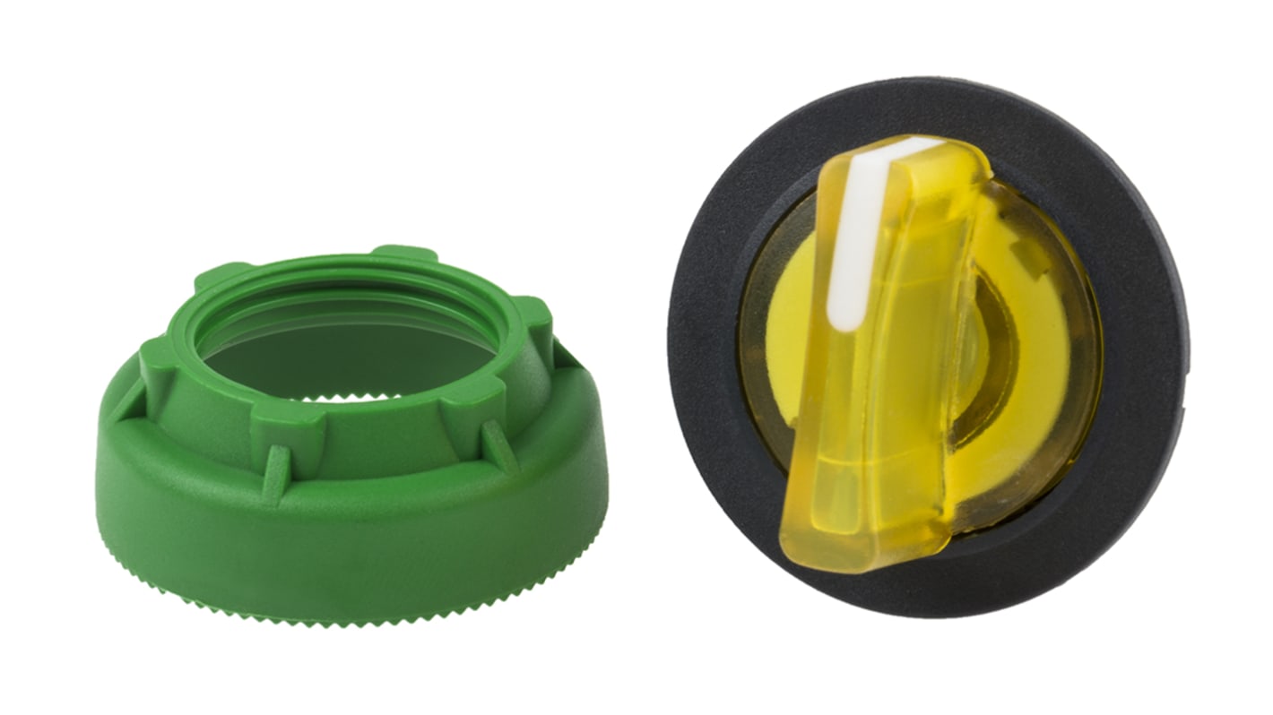 Selettore illuminato a 3 posizioni Schneider Electric, montaggio a filo, diametro foro 30mm, colore giallo, protezione IP66/IP67/IP69K.