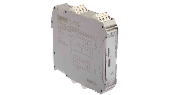 Condizionatore di segnale Phoenix Contact, serie MACX MCR, tensione massima 550 V c.a., uscita 0-10 V, montaggio su guida DIN.