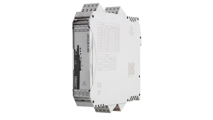 Condizionatore di segnale Phoenix Contact 2906244, 24V cc, gamma di ingresso 0-550V ca, montaggio su guida DIN, dimensioni 99x22,5x114,5mm.