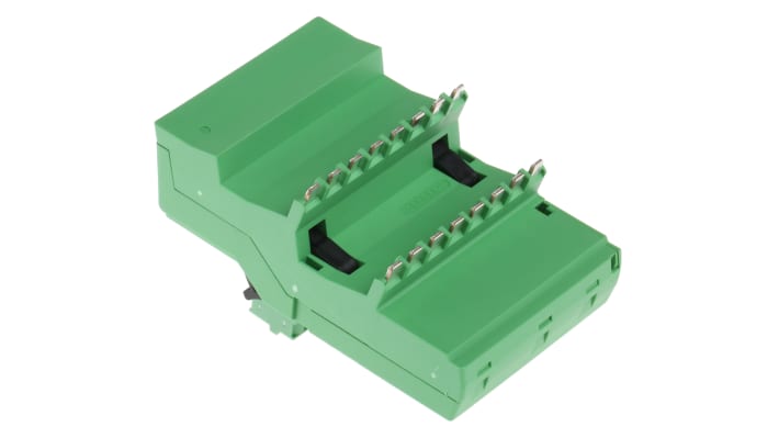 Modulo logico Phoenix Contact 2907443, PLC-V8C/PT-24DC/SAM2, 16 I/O, dimensioni 50 x 87 x 111 mm, orologio integrato.