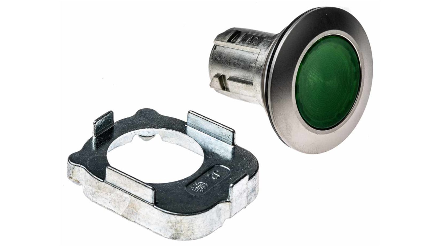 Spia Siemens SIRIUS ACT verde, montaggio a filo, diametro foro 30 mm, grado di protezione IP66/IP67/IP69K.