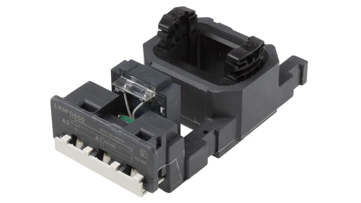 Bobina contattore Schneider Electric LX9FG500 per LC1F185 e LC1F225, tensione 500 V c.a., progettata per basso consumo energetico.