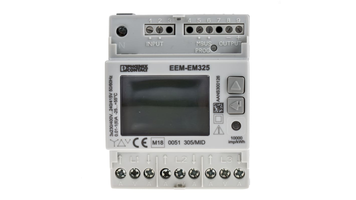 Phoenix Contact 2908576, contatore di energia trifase EMpro con display digitale, misurazione fino a 500V, interfaccia MBUS.
