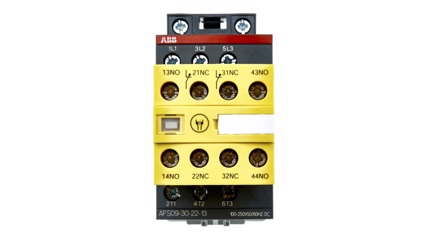 Contattore ABB Jokab AFS 3 poli, 3 NO, 25 A, montaggio su guida DIN, lunghezza 110,5 mm, bobina 100-250 V. Codice 1SBL137082R1322.