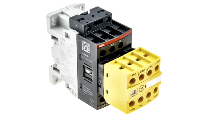 Contattore ABB Jokab AFS 3 poli, 3 NO, 25 A, montaggio su guida DIN, lunghezza 110,5 mm, bobina 100-250 V. Codice 1SBL137082R1322.