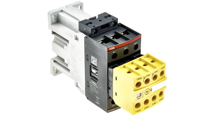 Contattore di sicurezza ABB Jokab AFS 1SBL296082R3022, 3 poli, 50 A, 24 V c.c., dimensioni 45 mm x 119.5 mm x 80 mm.