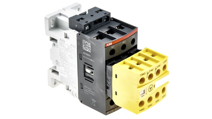 ABB Jokab 1SBL297082R1322 AFS38-30-22-13, contattore di sicurezza 3 poli, 3 NO, tensione bobina 100-250 V, corrente 50 A.